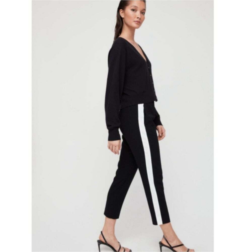Aritzia Babaton Conan Pants Womens‎ 6 Terado Black White Stripe Crepe Pull On